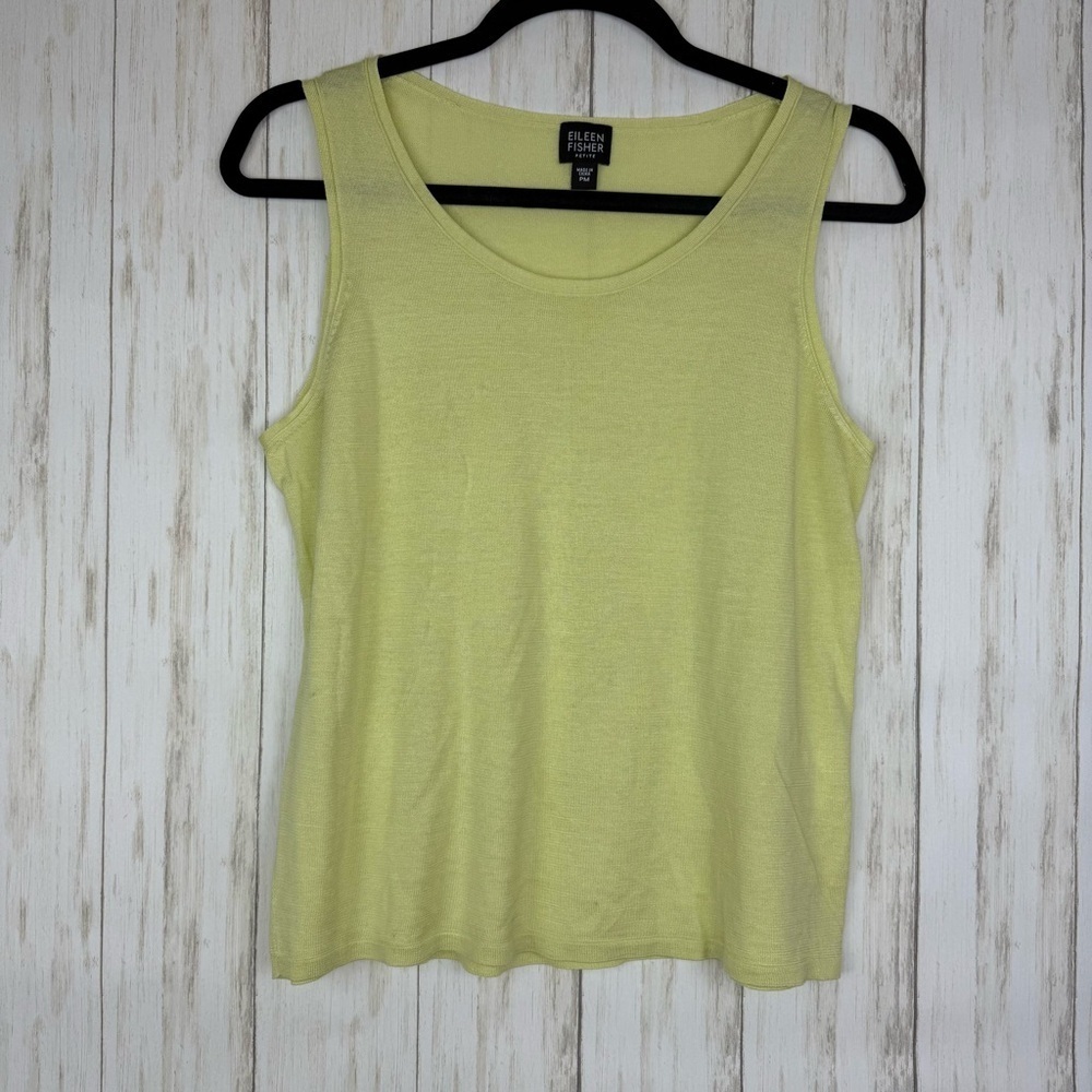 Eileen Fisher Light Yellow Silk Knit Tank Top